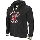 Miami Heat Black Mitchell & Ness Center Of Attention Fleece Hooded Sweatshirt