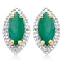10k Yellow Gold Marquise Created Emerald and Diamond Earrings