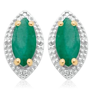 Buy 10k Yellow Gold Marquise Created Emerald and Diamond Earrings by Amazon.com Collection