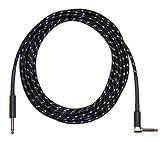 CBI Braided Guitar Instrument Cable with Right Angle Plug 6 Foot (Black)
