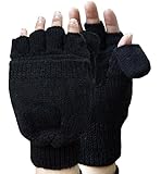 Loritta Warm Wool Knitted Gloves Convertible Fingerless Gloves With Mitten Cover