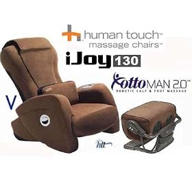iJoy 130 CASHEW Human Touch Massage Chair + Ottoman 2.0 Calf and Foot Massager