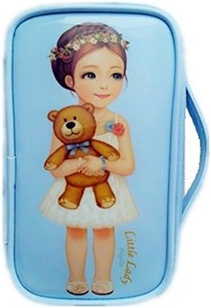 Portable Multi-Functional Cute Doll Pouch Cosmetic Makeup Bag Case Pencil Gift Case (Little Lady Blue)