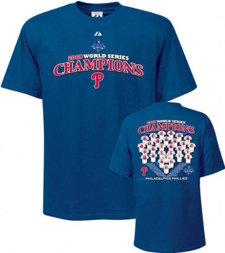 Philadelphia Phillies 2008 World Series Champions Jersey Roster T-Shirt