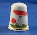 Porcelain China Collectable Thimble -- Red and White Fungi with Free Gift Box