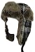 Plaid Trapper Faux Fur Warm Winter Bomber Hat with Ear Flaps Sherpa