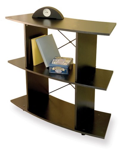 Black Finish Contemporary 3-Tire Book Shelf