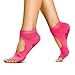 DYAM fit Yoga Socks - Non Slip, Non Skid, Slip Resistant Toeless Grip Sock for Women & Men Doing Yoga and Pilates - Red Medium