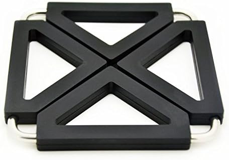 Hot Pads for Table,trivet Mat, Qiange Adjustable Size Silicone and Metal Pot Pads,hot Pads,kitchen Table Mats,dish Mat, Placemats.5.2*5.2*0.5 Inches.(black Set of 1)