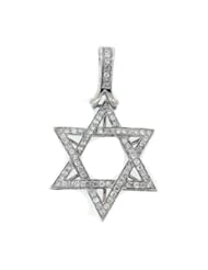 14K White Gold Star of David 1.15 Ct Diamond Pendant 3.73 Grams