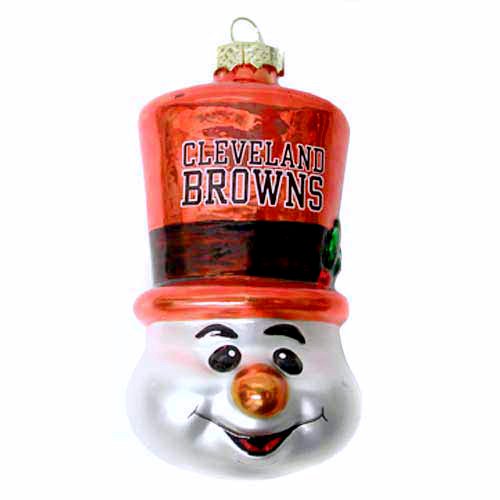 NFL Cleveland Browns Blown Glass Top Hat Snowman Ornament