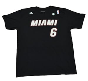 NBA Adidas Miami Heat Textured Logo Black the Go to T-shirt Lebron James #6 (Large 42/44)