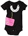 Sara Kety Baby Romper Bodysuit with Pearls and Pocketbook for Newborn Girls Black