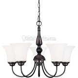 Nuvo 60/1842 5 Light Chandelier with Satin White Glass Shades