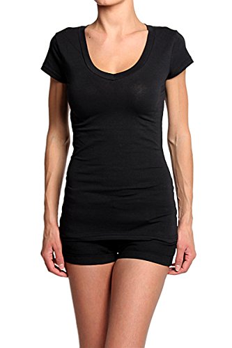TheMogan Women's Plain Solid Colored V-NECK T-SHIRT TOP