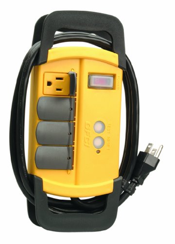 Coleman Cable 046448804 4-Outlet GFCI Power Strip with 6-Feet Cord, Workshop Rated