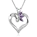 Sterling Silver Amethyst Heart Pendant w/ Diamond Accent, 18"