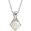 14K White Gold Opal and Diamond Pendant