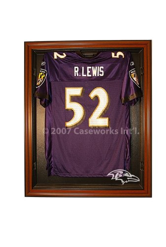 Baltimore Ravens Football Jersey Display Case with Removable Face and Classic Wood Finish Frame