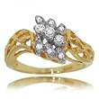 Womens 3 Flower Diamond Vine Ring Yellow Gold