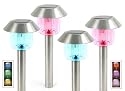 4 X SOLAR S/ STEEL COLOUR CHANGING GARDEN LIGHTS