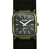 HENLEY MEN'S BLACK SQUARE DIAL CUFF WATCH