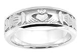 14K. White Gold Celtic Claddagh Design Comfort Fit Wedding Band Ring