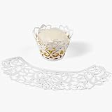 White Laser Cut Cupcake Collars Wrappers -24 ct