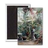 The Conservatory, 2002 (w/c on paper) by.. - 3x2 inch Fridge Magnet - large magnetic button - Magnet