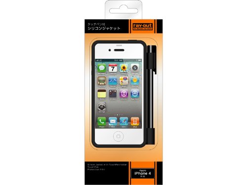 レイアウト iPhone4用タッチペン付シリコンジャケット ブラックRT-P3C6/B