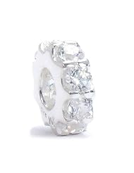 Moress Clear Swarovski CZ Color Band Solid 925 Sterling Silver European Charm Bead - Compatible Brand Bracelets : Authentic Pandora, Chamilia, Moress, Troll, Ohm, Zable, Biagi, Kays Charmed Memories, Kohls, Persona & more!