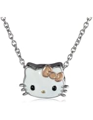 Hello Kitty Girls Enamel Face Chain Pendant Necklace, 15"