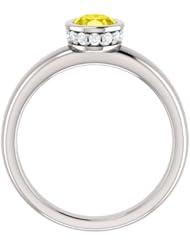Platinum 7.00x5.00mm Oval Cut Yellow Sapphire and Diamond Ring -- LIFETIME WARRANTY