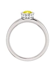 18K White Gold 7.00x5.00mm Oval Cut Yellow Sapphire and Diamond Ring -- LIFETIME WARRANTY