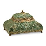New Unique Blue Gold Leaf Textured Metal Lidded Box With Ball Feet High Quality Modern Design