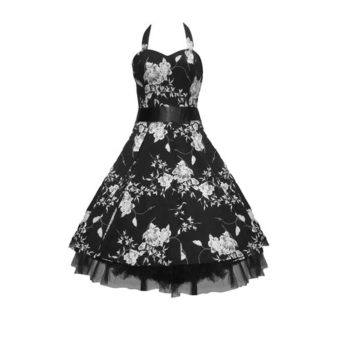 50s Dress Floral Black & White