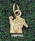 Univ Of Memphis M Tiger 1/4 Charm/Pendant -14K/10K, Stainless Steel or Gold Plated