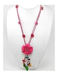 Deep Pink Flower Cotton Necklace