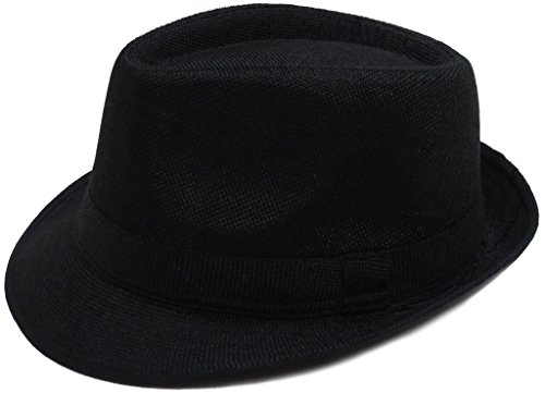 Eqoba Men / Women Classic Cotton Blend Solid Color Short Brim Trilby Fedora Hat