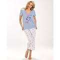 New Ladies Camille Nightwear Cotton T-shirt Womens Capri Pyjama Set Size 8-18 UK