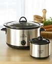 Rival 33511LD-C 5-Quart Crock-Pot Slow Cooker with Bonus Little Dipper, Stainless Steel