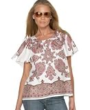MICHAEL Michael Kors Flutter-Sleeve Print Top