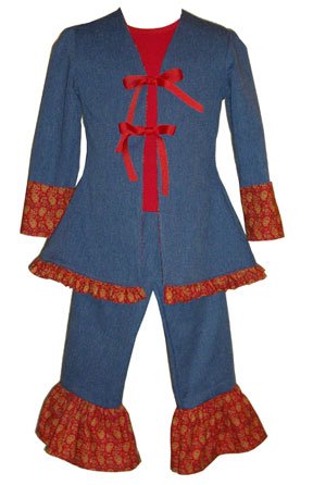 Girls Red Paisley and Denim Jacket and Pant Set Size 5 –  Child