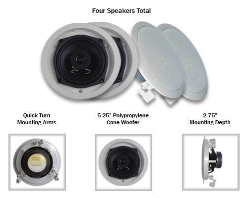 Acoustic Audio R191-4PKG (4) 200 Watt In-Wall/Ceiling Home Speakers