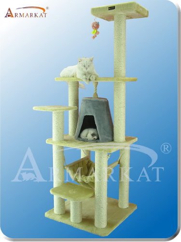 A6501 Beige/Gray Pet Furniture Tower Cat 8-level condo tree w/ Hammock