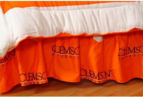 Clemson Printed Dust Ruffle Full - Clemson Tigers
