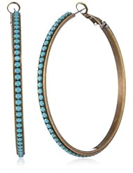 Liz Palacios "Circulo" Turquoise-Color Crystal Hoop Earrings