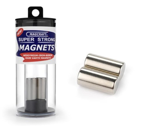 Magcraft NSN0656 1/2-Inch by 1-Inch Rare Earth Rod Magnets, 2-Count
