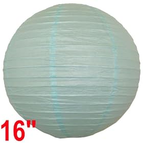 Baby Blue Chinese Japanese Paper Lantern Lamp 16 Diameter - Just Artifacts Brand by Just Artifacts