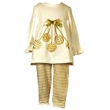 Little Girl Christmas Clothes Christmas GOLD 2pc Set FLAPDOODLES Girl 2T-6X